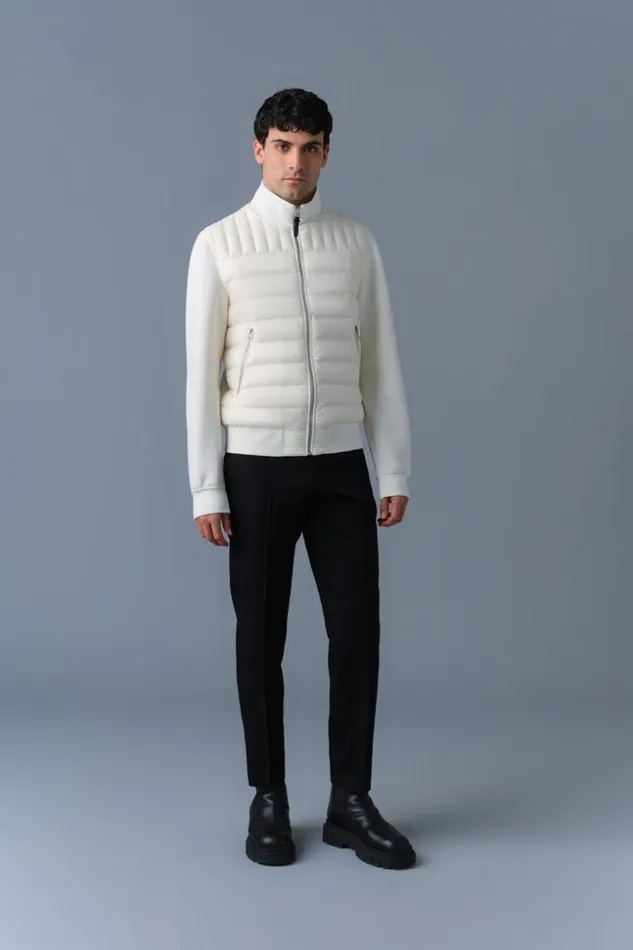 Mackage Hoodies and Tops Men CollinR Nano Down Mixed Media Bomber Jacket Cream