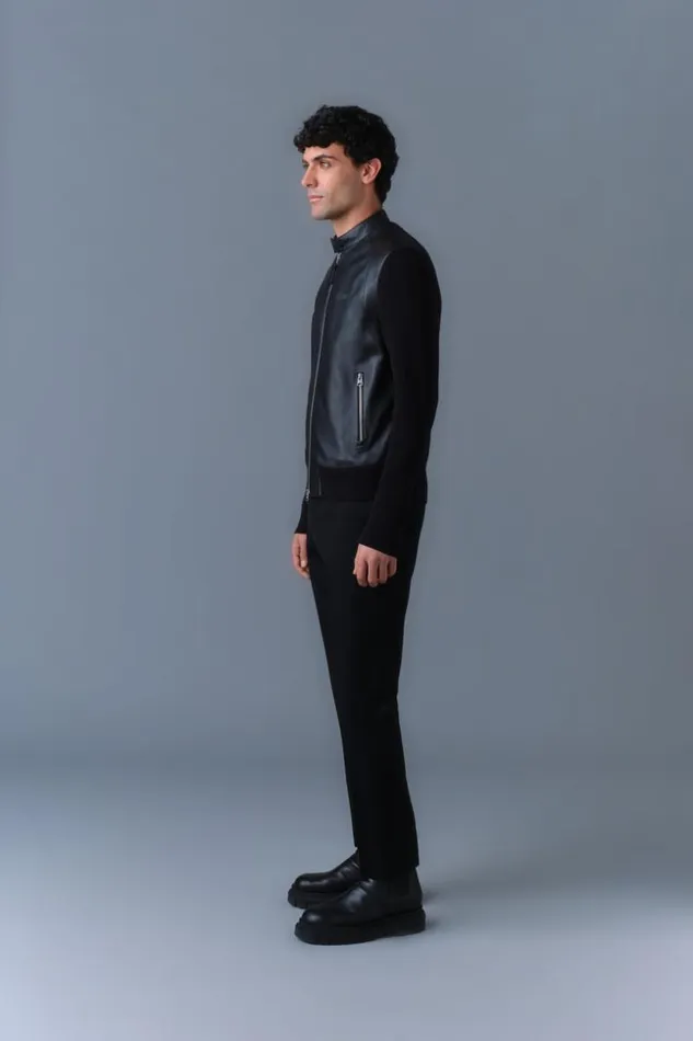 Mackage Leather Jackets Men Dominic Knit MixedMedia Jacket Black