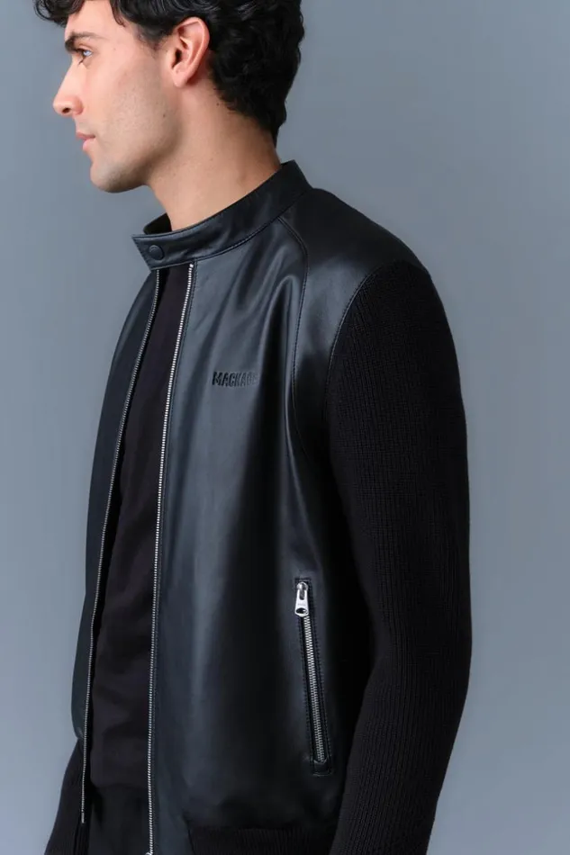 Mackage Leather Jackets Men Dominic Knit MixedMedia Jacket Black