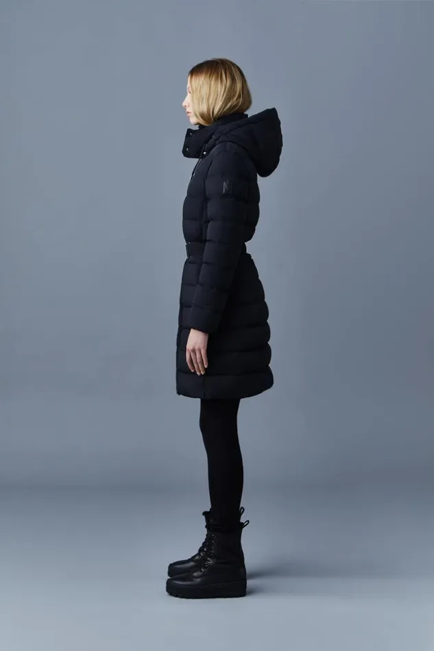 Mackage Light Down Jackets Women Ashley Stretch Light Down With Removable Hood Black