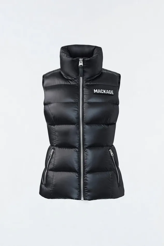 Mackage Light Down Jackets Women Chaya Lustrous Light Down Vest For Ladies Black