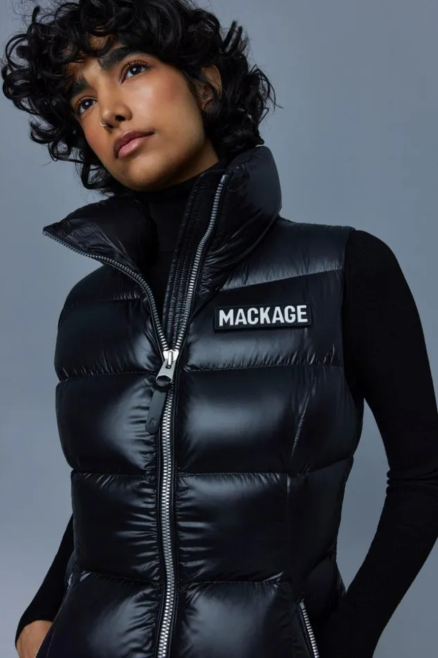 Mackage Light Down Jackets Women Chaya Lustrous Light Down Vest For Ladies Black