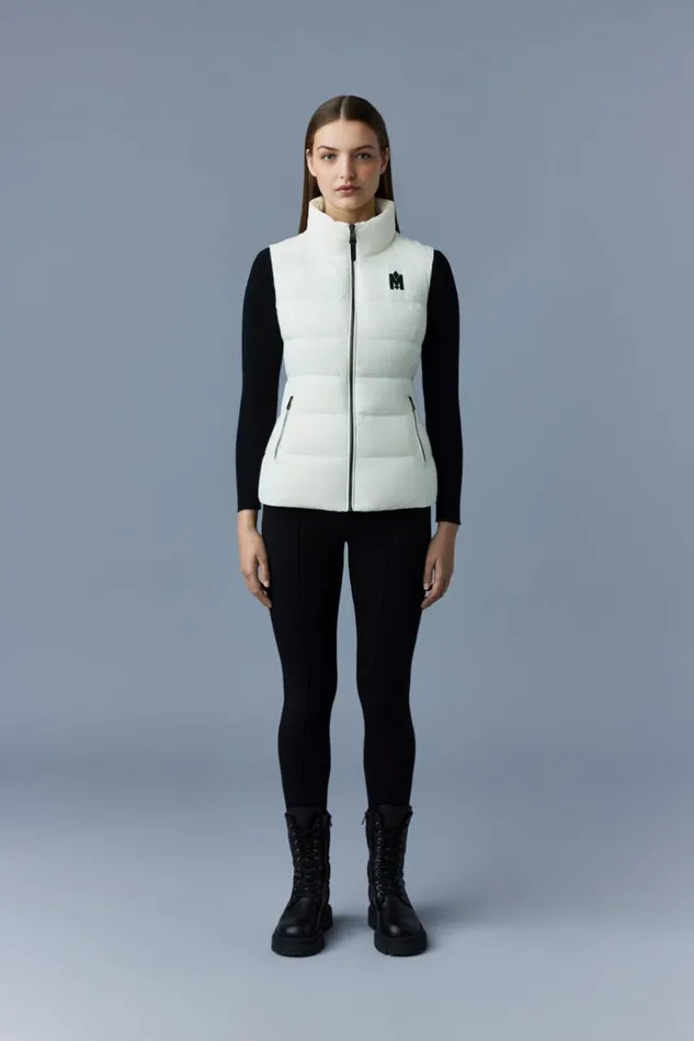 Mackage Light Down Jackets Women Gisela Stretch Light Down Vest With Stand Collar Cream