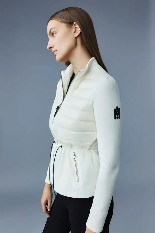 Mackage Light Down Jackets Women Joyce Hybrid Jacket With Peplum Cream