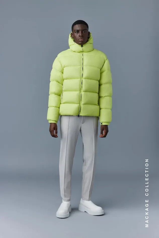 Mackage Puffer Men AdelmoLc Heavy Down Jacket With SoftWash Crinkle Pale Lime