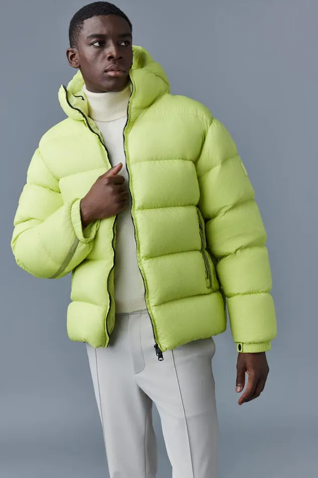 Mackage Puffer Men AdelmoLc Heavy Down Jacket With SoftWash Crinkle Pale Lime