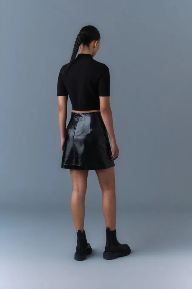 Mackage Skirts Women Nella Panelled Leather ALine Skirt Black
