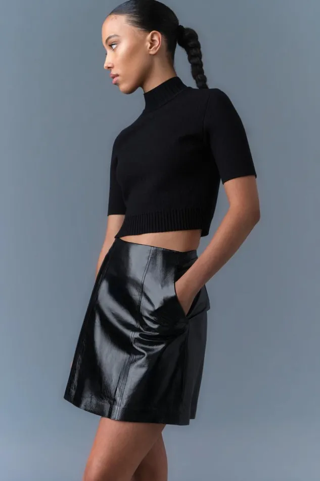 Mackage Skirts Women Nella Panelled Leather ALine Skirt Black