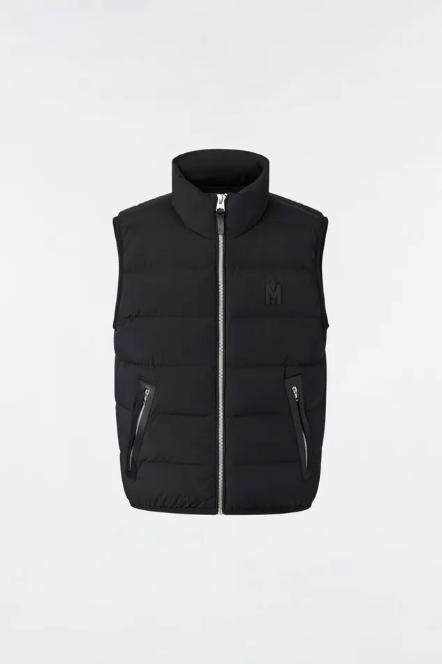Mackage Vests Men Fisher Agile360 Stretch Light Down Vest With Stand Collar Black