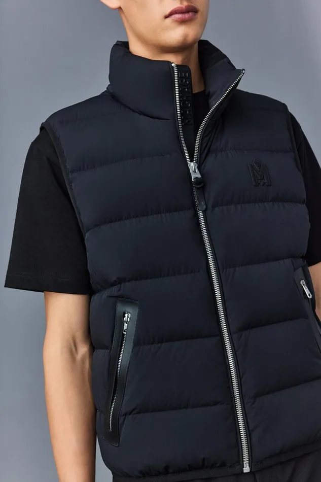 Mackage Vests Men Fisher Agile360 Stretch Light Down Vest With Stand Collar Black