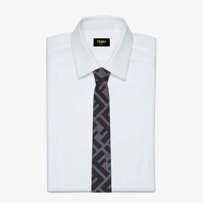Man Black Silk Tie Black Fendi Ties