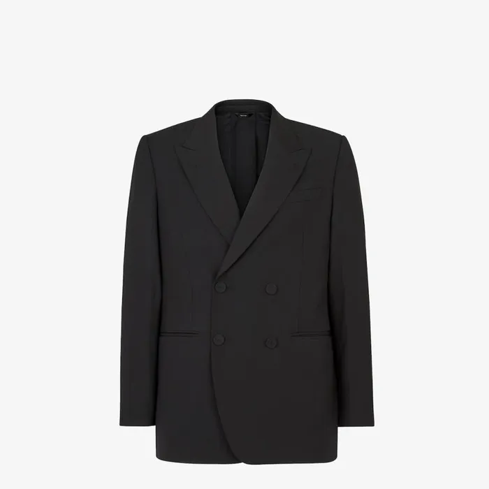 Man Black Wool Blazer Black Fendi Jackets and Suits