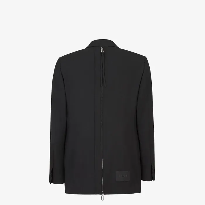 Man Black Wool Blazer Black Fendi Jackets and Suits