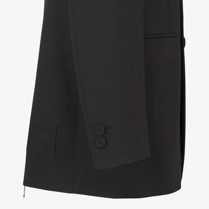Man Black Wool Blazer Black Fendi Jackets and Suits