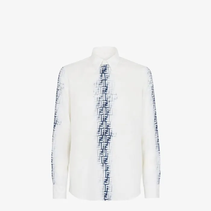 Man Blue Bleached Linen Shirt Blue Fendi Coordinated Sets