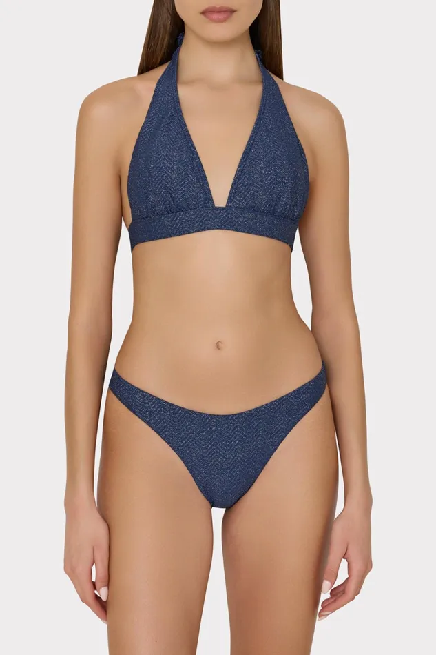 Margot Chevron Bikini Bottom Navysilver Women Milly Swim and Coverups