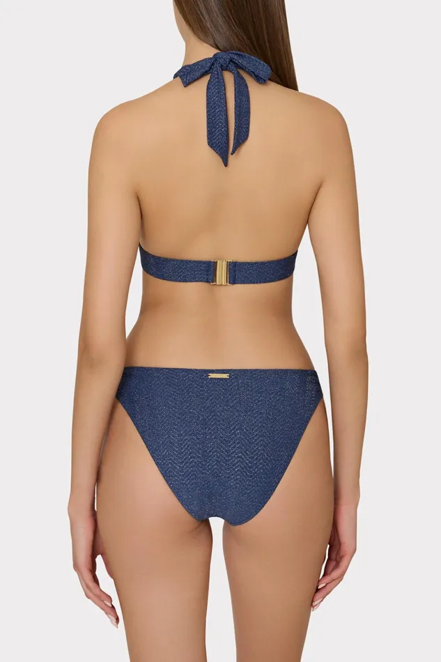 Margot Chevron Bikini Bottom Navysilver Women Milly Swim and Coverups