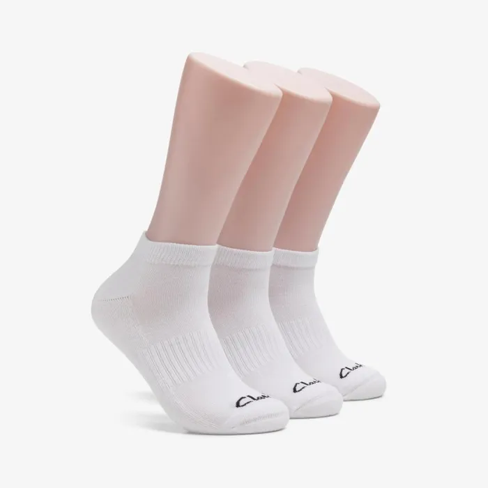 Men 3 Pack Athletic White Clarks Socks