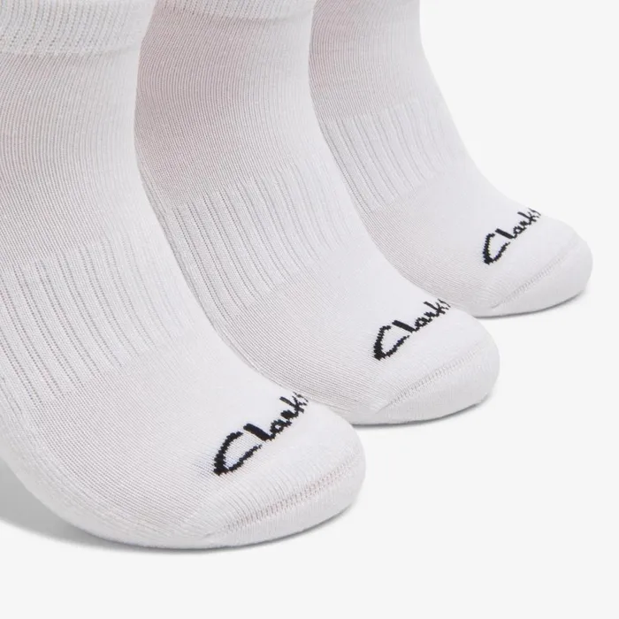 Men 3 Pack Athletic White Clarks Socks