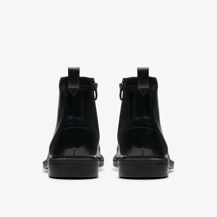 Men Aldwin Cap Black Leather Clarks Boots