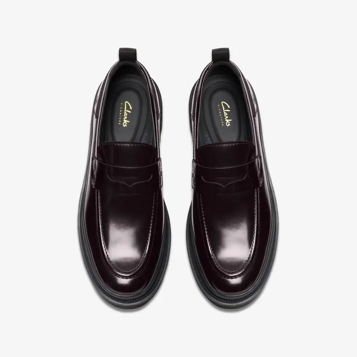 Men Badell Easy Dark Burgundy Leather Clarks Dress Shoes