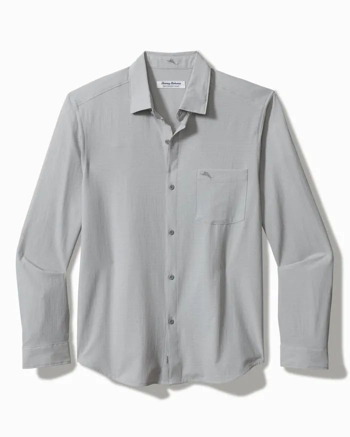 Men Bahama Coast Sands IslandZone LongSleeve Shirt Concrete Grey Tommy Bahama Shirts