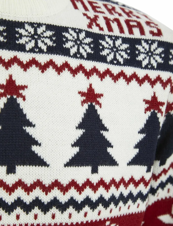 Men Christmas Jumpers Tokyo Laundry Merry Xmastree Wallpaper Print Novelty Christmas Jumper In Ink Merry Christmas Navy