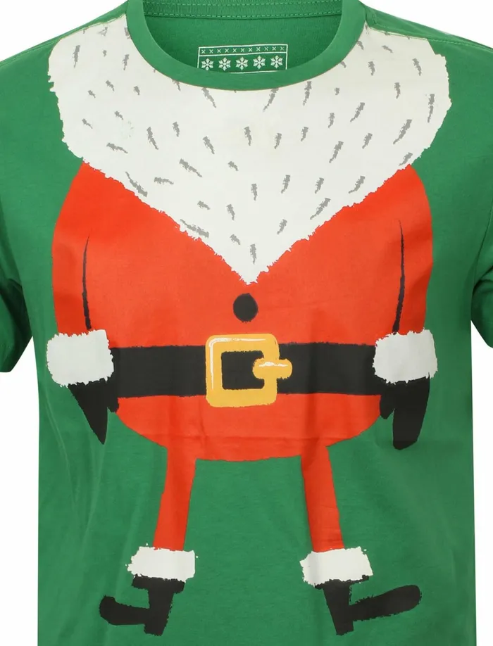 Men Christmas Jumpers Tokyo Laundry Santa Body Novelty Cotton Christmas TShirt In Green 8211 Season039S Greetings Green