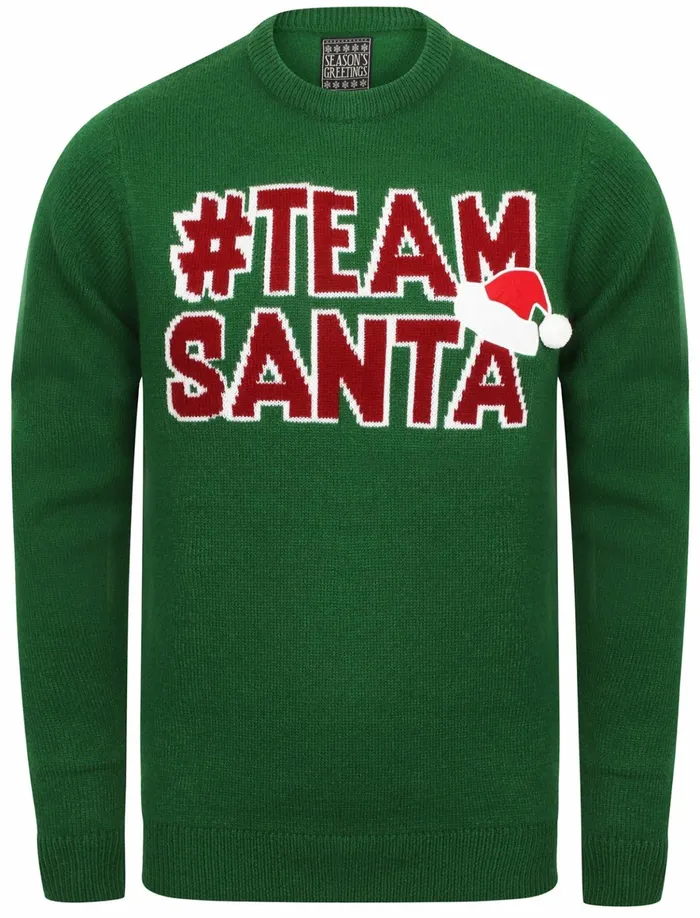 Men Christmas Jumpers Tokyo Laundry Team Santa Novelty Christmas Jumper In Green Season039S Greetings Green Men Christmas Jumpers Tokyo Laundry Team Santa Novelty Christmas Jumper In Green Season039S Greetings Green