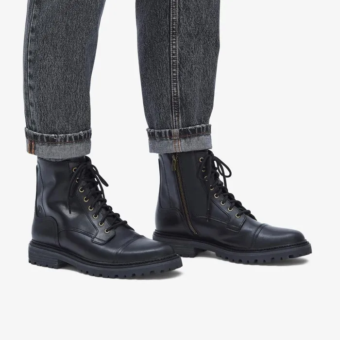 Men Clarkridge Hi Black Leather Clarks Boots