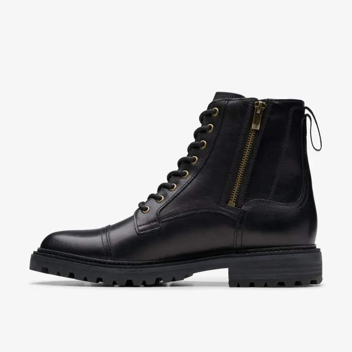 Men Clarkridge Hi Black Leather Clarks Boots