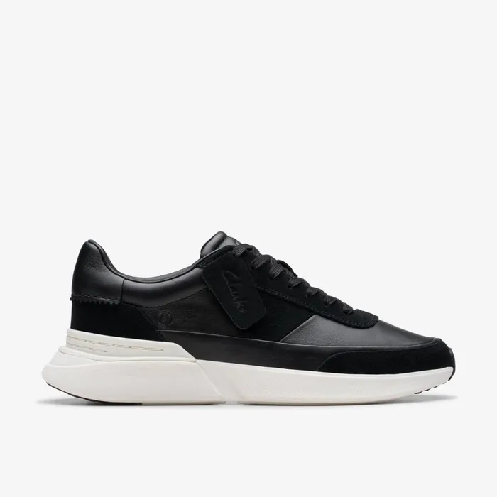 Men Craft Pace Black Leather Clarks Sneakers