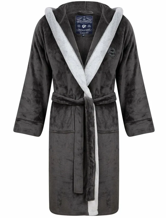 Men Dressing Gowns Tokyo Laundry Buckingham Soft Fleece Bonded Dressing Gown With Hood In Dark Grey Tokyo Laundry Charcoal Men Dressing Gowns Tokyo Laundry Buckingham Soft Fleece Bonded Dressing Gown With Hood In Dark Grey Tokyo Laundry Charcoal