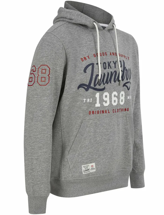 Men Hoodies and Sweatshirts Tokyo Laundry Intent Motif Brushback Fleece Pullover Hoodie In Light Grey Grindle Tokyo Laundry Grey