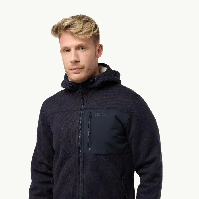Men Jack Wolfskin Fleece KAMINFEUER HOODED JKT M Dark Navy M Mens Fleece Jacket With Hood Men Jack Wolfskin Fleece KAMINFEUER HOODED JKT M Dark Navy M Mens Fleece Jacket With Hood