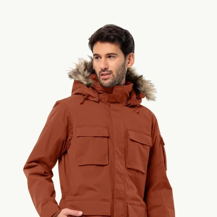 Men Jack Wolfskin Winter Jackets GLACIER CANYON PARKA 8211 Carmine XL Mens Waterproof Winter Coat