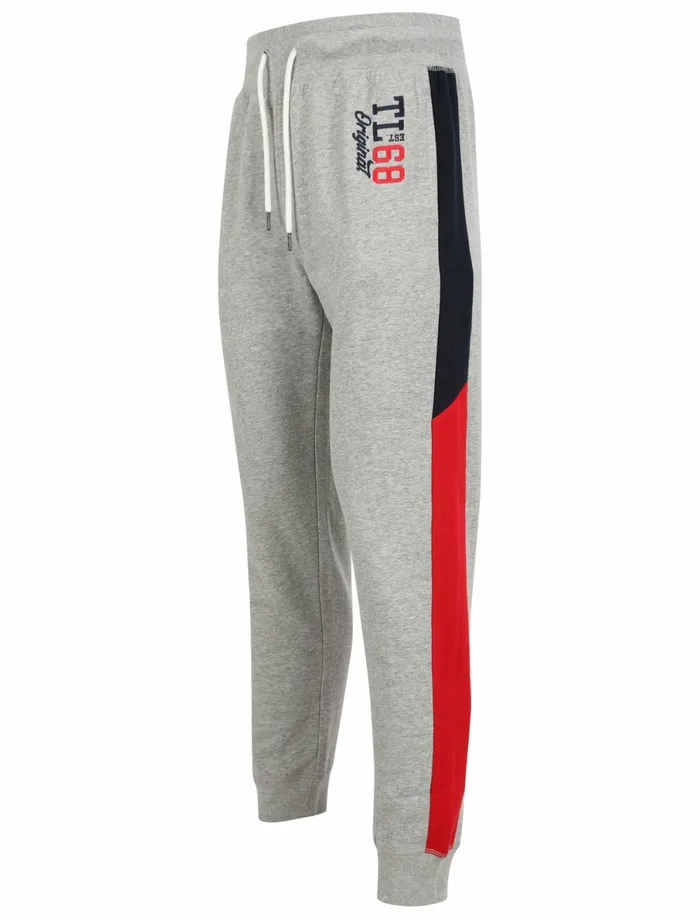 Men Joggers Tokyo Laundry Asmodeus Pant Cuffed Joggers With Contrast Coloured Side Panels In Light Grey Marl 8211 Tokyo Laundry Grey