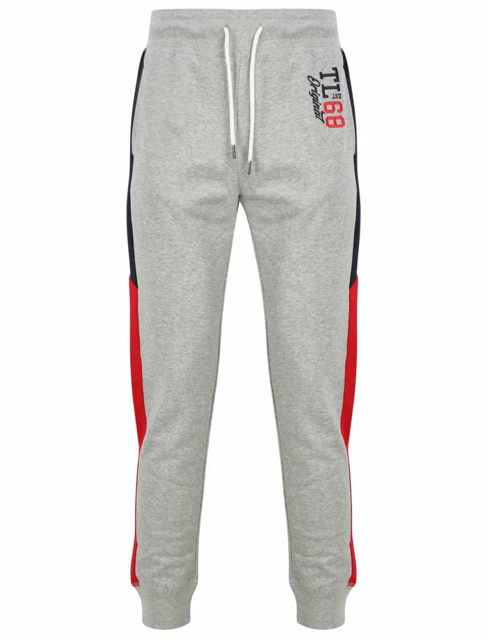 Men Joggers Tokyo Laundry Asmodeus Pant Cuffed Joggers With Contrast Coloured Side Panels In Light Grey Marl 8211 Tokyo Laundry Grey