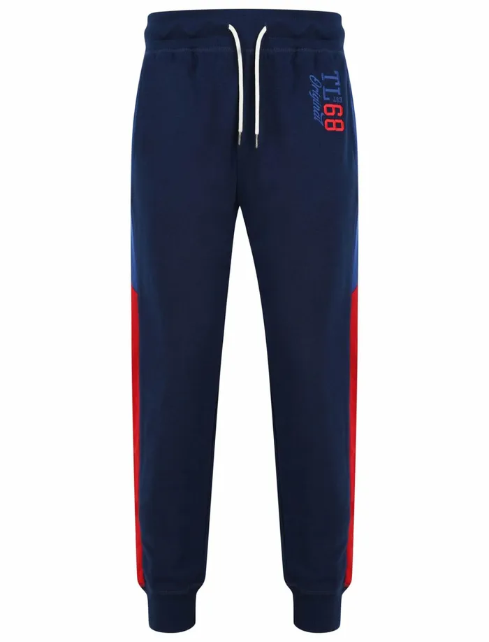 Men Joggers Tokyo Laundry Asmodeus Pant Cuffed Joggers With Contrast Coloured Side Panels In Medieval Blue 8211 Tokyo Laundry Navy
