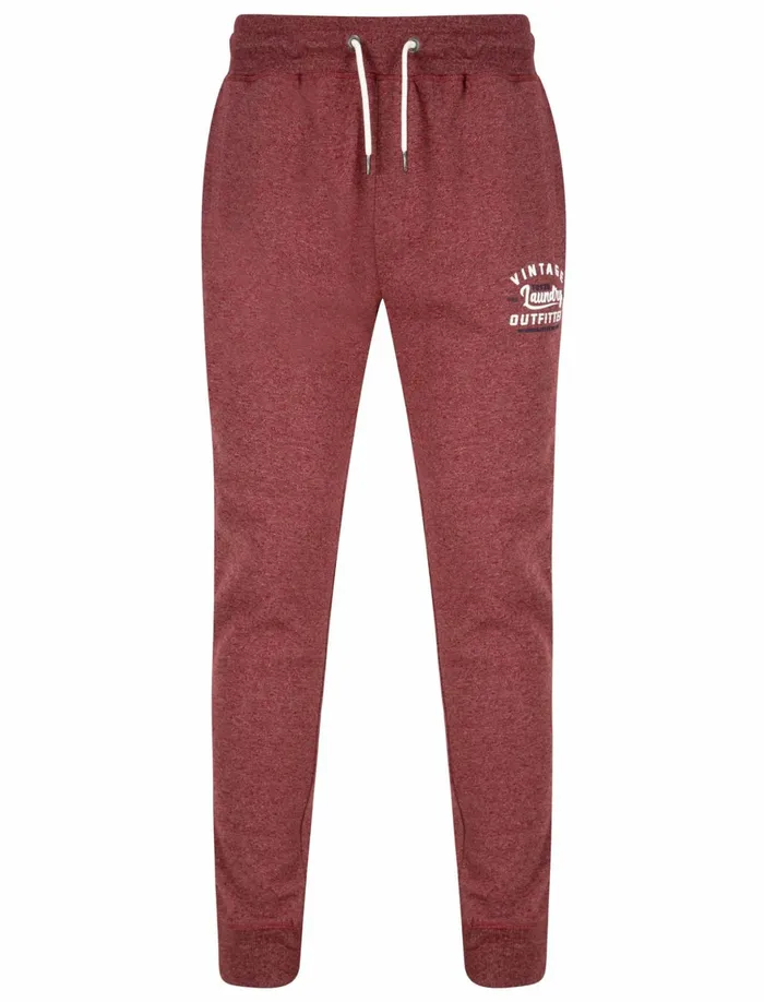Men Joggers Tokyo Laundry Swifter Brushback Fleece Cuffed Joggers In Burgundy Siro 8211 Tokyo Laundry Oxblood