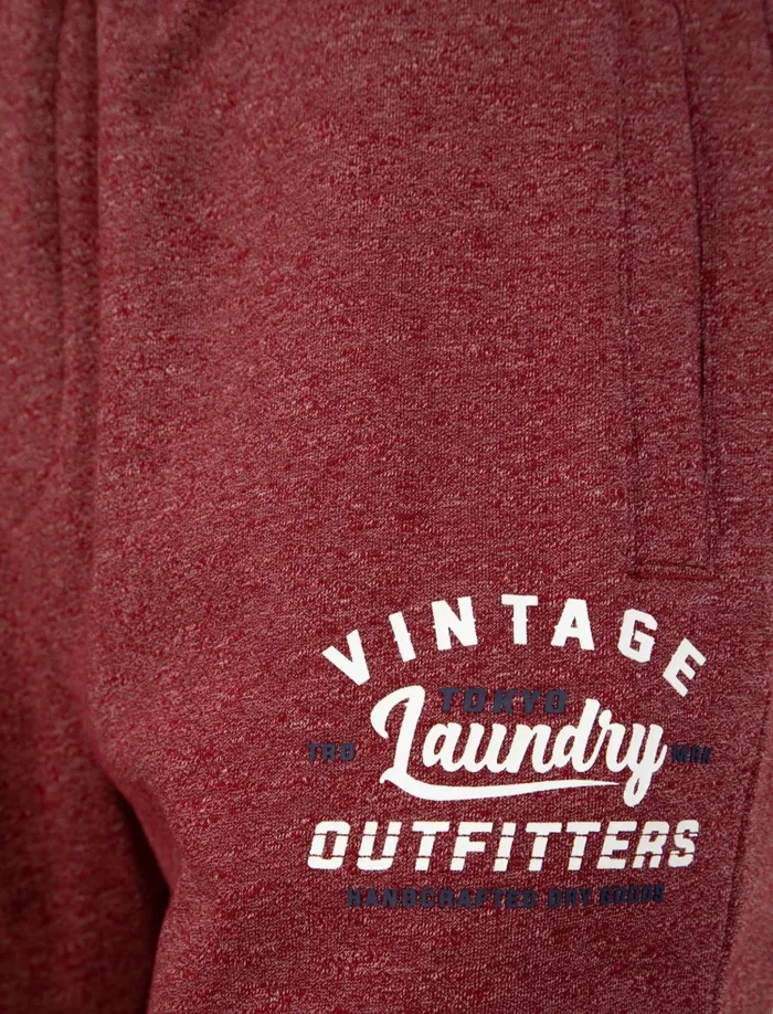 Men Joggers Tokyo Laundry Swifter Brushback Fleece Cuffed Joggers In Burgundy Siro 8211 Tokyo Laundry Oxblood