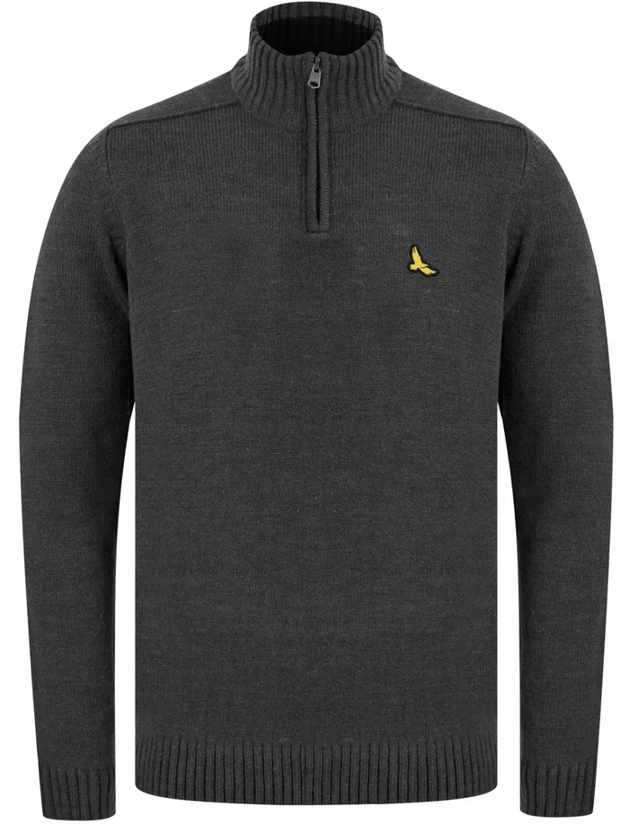 Men Jumpers and Cardigans Tokyo Laundry Rozon Half Zip Knitted Jumper In Dark Grey Marl 8211 Kensington Eastside Charcoal Men Jumpers and Cardigans Tokyo Laundry Rozon Half Zip Knitted Jumper In Dark Grey Marl 8211 Kensington Eastside Charcoal