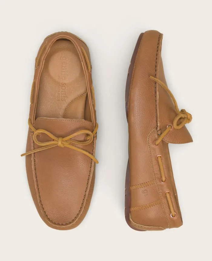 Men Loafers Kenneth Cole GENTLE SOULS Nyle Leather Driver Boat Shoe Luggage Men Loafers Kenneth Cole GENTLE SOULS Nyle Leather Driver Boat Shoe Luggage