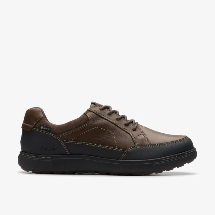 Men Mapstone Lo GoreTex Dark Brown Leather Clarks Casual Dress Shoes