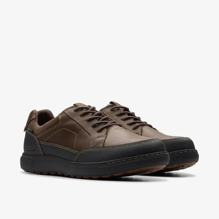 Men Mapstone Lo GoreTex Dark Brown Leather Clarks Casual Dress Shoes