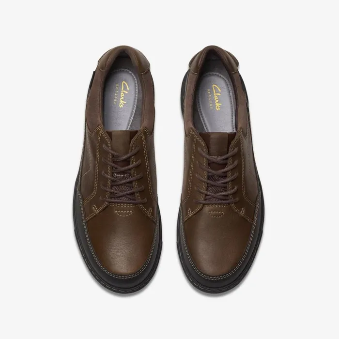 Men Mapstone Lo GoreTex Dark Brown Leather Clarks Casual Dress Shoes