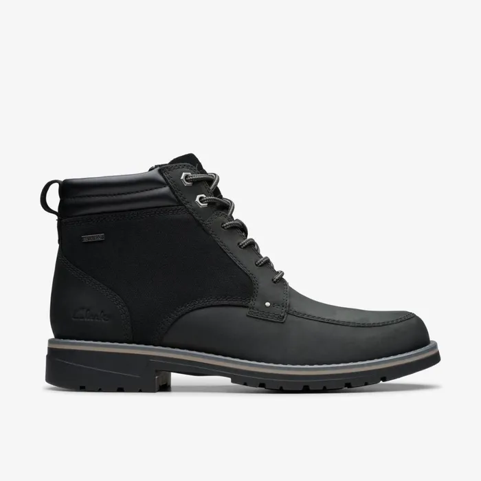 Men Morwell Zip Black Leather Clarks Boots
