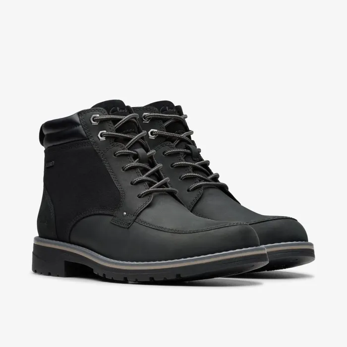 Men Morwell Zip Black Leather Clarks Boots