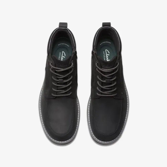 Men Morwell Zip Black Leather Clarks Boots
