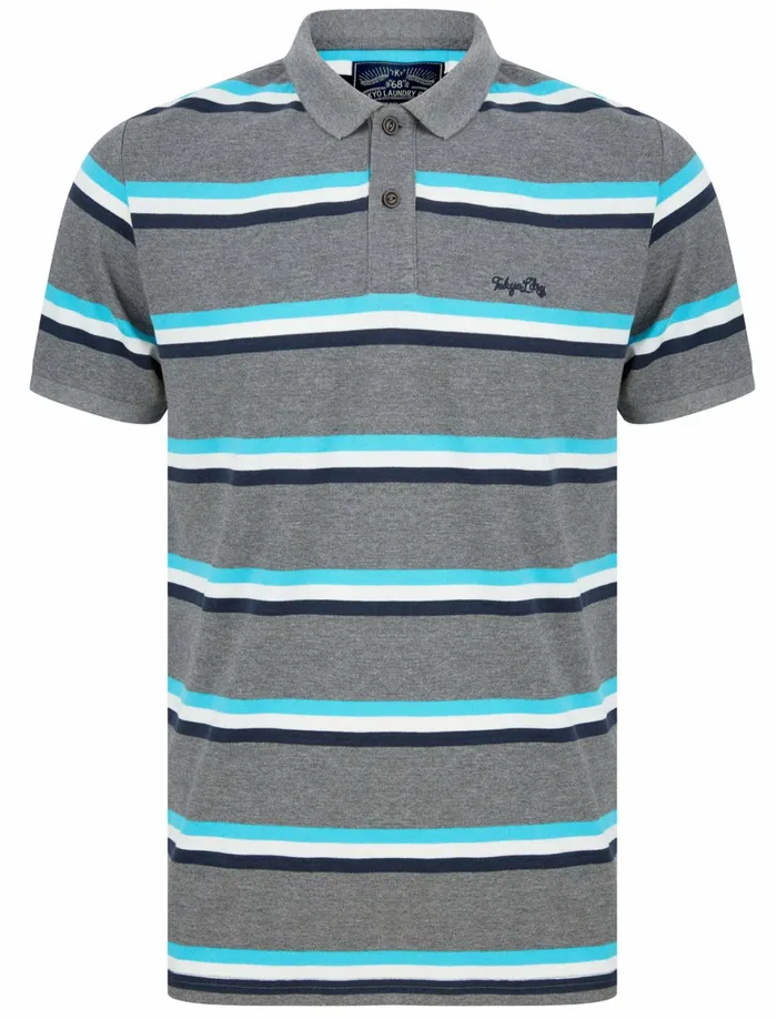 Men Polo Shirts Tokyo Laundry Chilliwack Striped Cotton Pique Polo Shirt In Mid Grey Marl 8211 Tokyo Laundry Midgrey